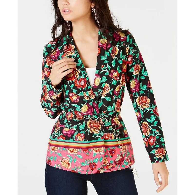 Thalia Sodi Women's Floral Belted Blazer Pink Size Medium