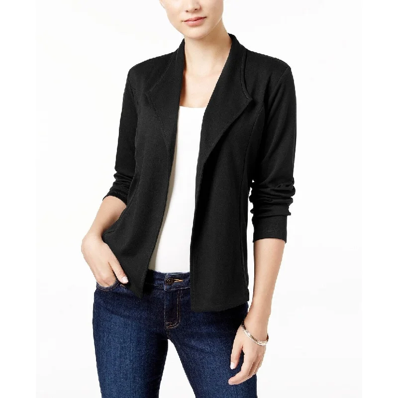 Style & Co Women's Petite Draped Blazer Black Size Large