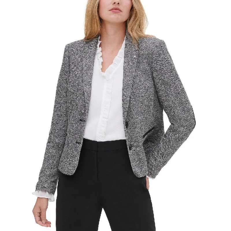 Tommy Hilfiger Women's Marled Peak-Lapel Blazer Gray Size 2