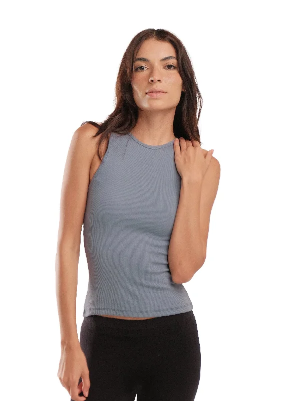 STEEL BLUE CREWNECK TANK TOP