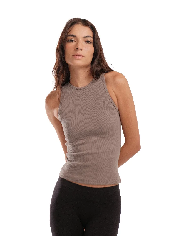 SOFT BROWN CREWNECK TANK TOP