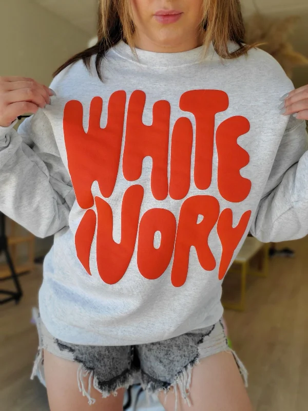 White Ivory Puffy Crew