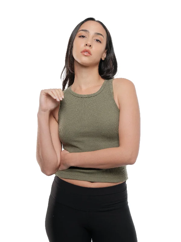 OLIVE GREEN CREWNECK TANK TOP