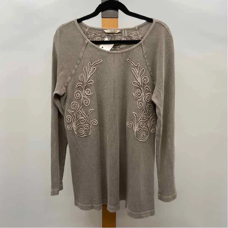 Soft Surroundings Women's Size L Taupe Waffle Tunic