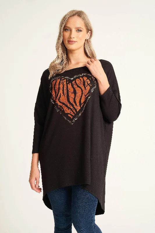 Saloos Heart Graphic Relaxed Tunic Top