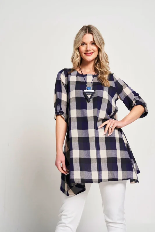 Saloos Check Tunic with Necklace