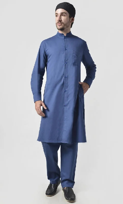 Mens Button Down Cotton Tunic Set