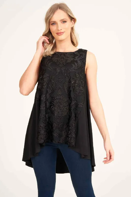 Saloos Burn-Out Sleeveless Baby Doll Tunic Top