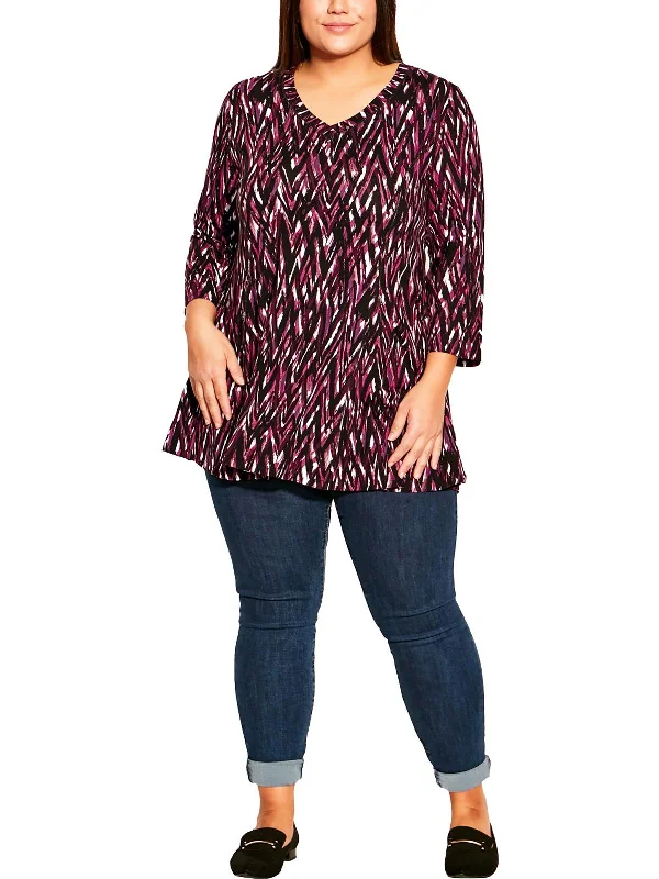 Plus Womens Printed Viscose Tunic Top