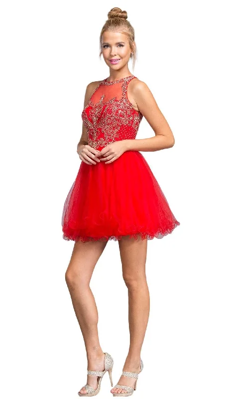 Aspeed Design - Bedazzled Illusion Halter Homecoming Dress