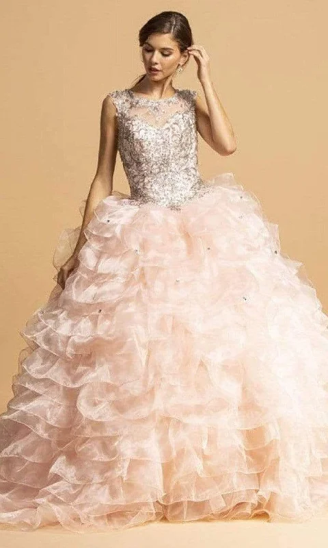 Aspeed Design - L2156 Beaded Applique Ruffled Ballgown