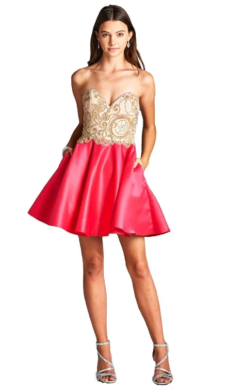 Aspeed Design - Strapless Embellished A-line Homecoming Dress