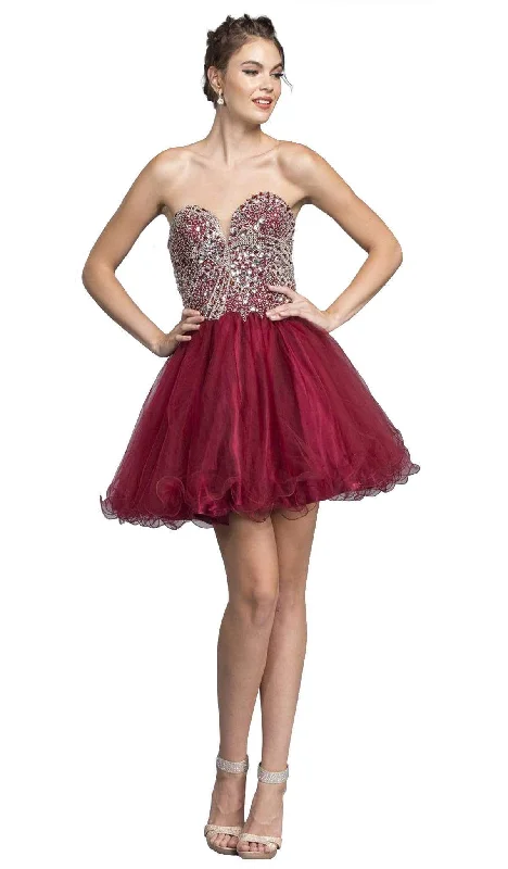 Aspeed Design - Strapless Glittering A-line Homecoming Dress