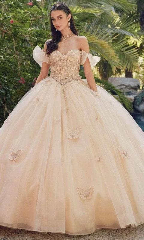 Juliet Dresses JT1448J - Off Shoulder Flutter Sleeve Ballgown