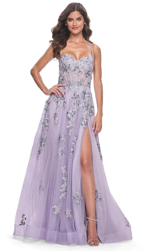 La Femme 32221 - Lace Applique A-Line Prom Gown