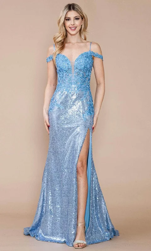 Poly USA 9398 - Cold Shoulder Prom Dress with Slit